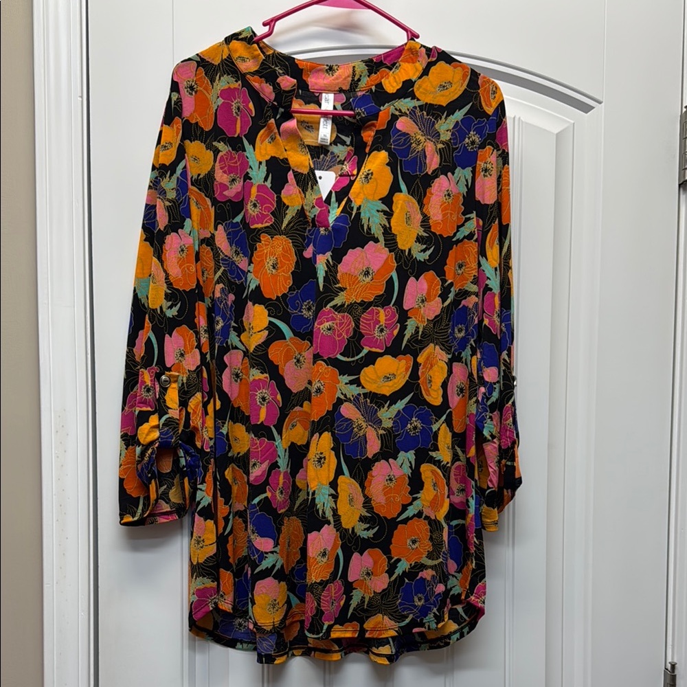 Dear Scarlet Lizzy Floral Multicolor Women's Top Size XL NWT